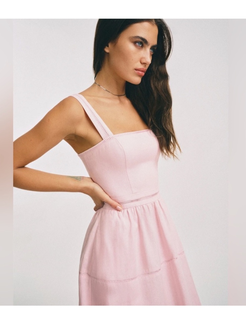 Reformation Everett Linen Mini Dress in Cherry Blossom